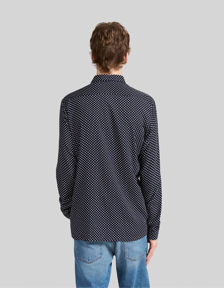 Camisa SLIM azul marino LENZING™ ECOVERO™ lunares hombre-3
