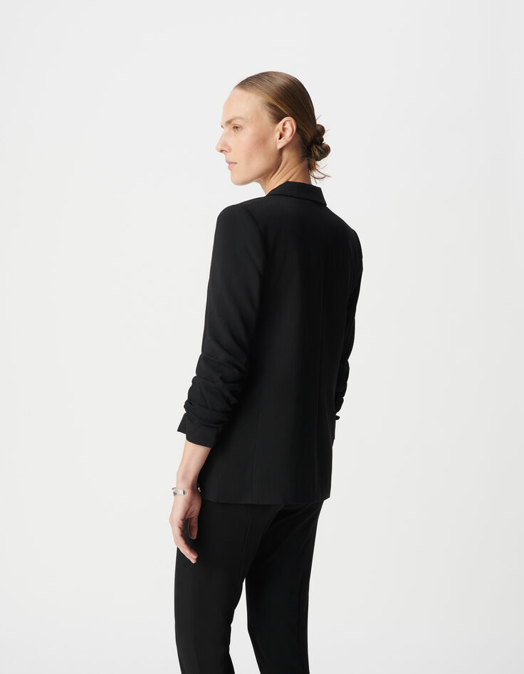 Veste tailleur en crêpe coloris noir femme-3