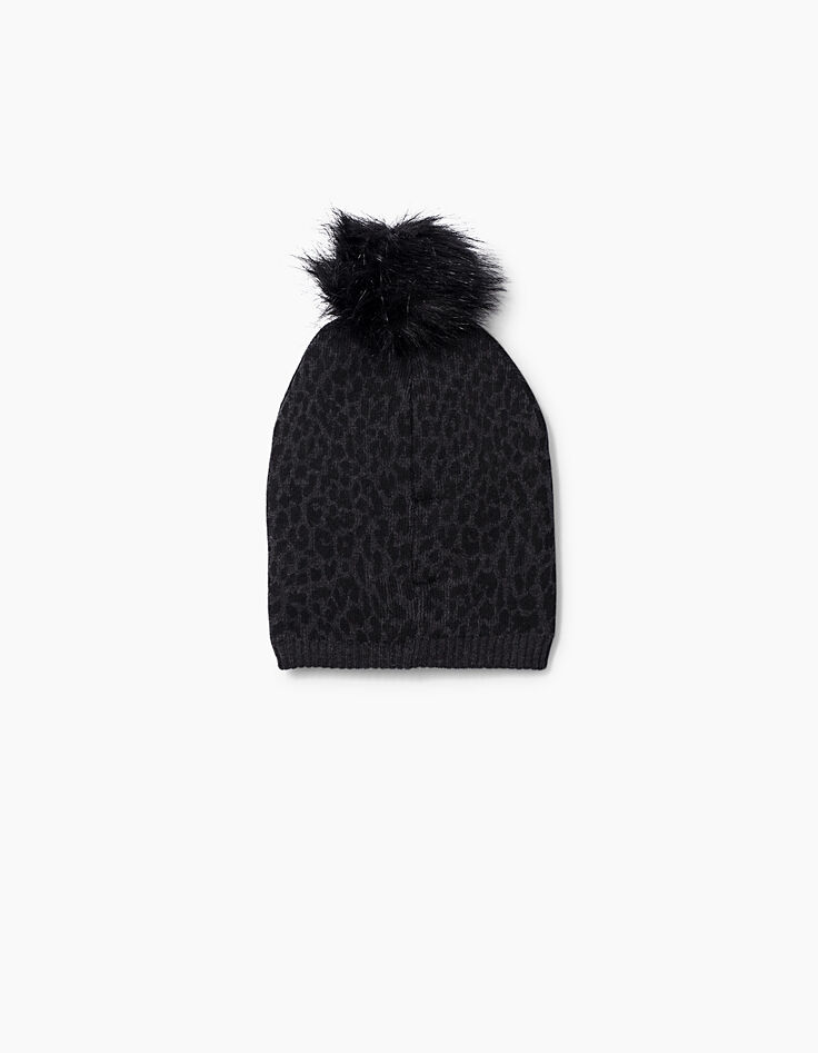 Girls' leopard beanie hat-3