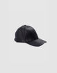 Gorra de mujer de piel lisa negra-1