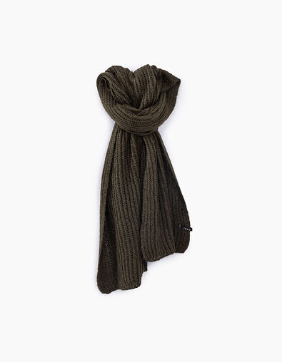 Women's khaki fluffy wool scarf - IKKS