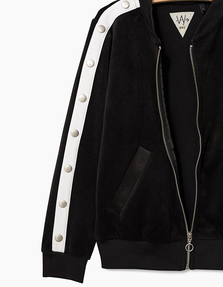 Cardigan noir velours, bandes avec rivets fille-4