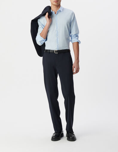 Camisa SLIM azul cielo rayas finas Hombre - IKKS