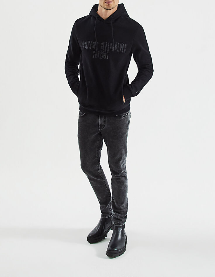 Sweat noir à capuche avec message Homme-7