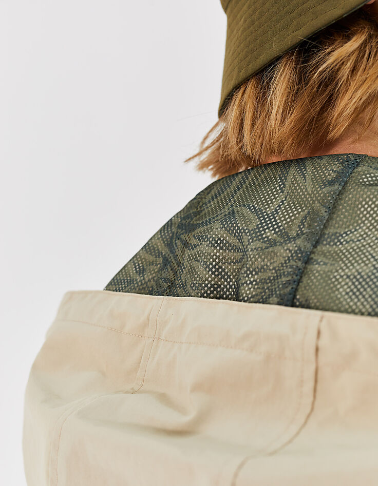 Parka beige clair à capuche en nylon Homme-5