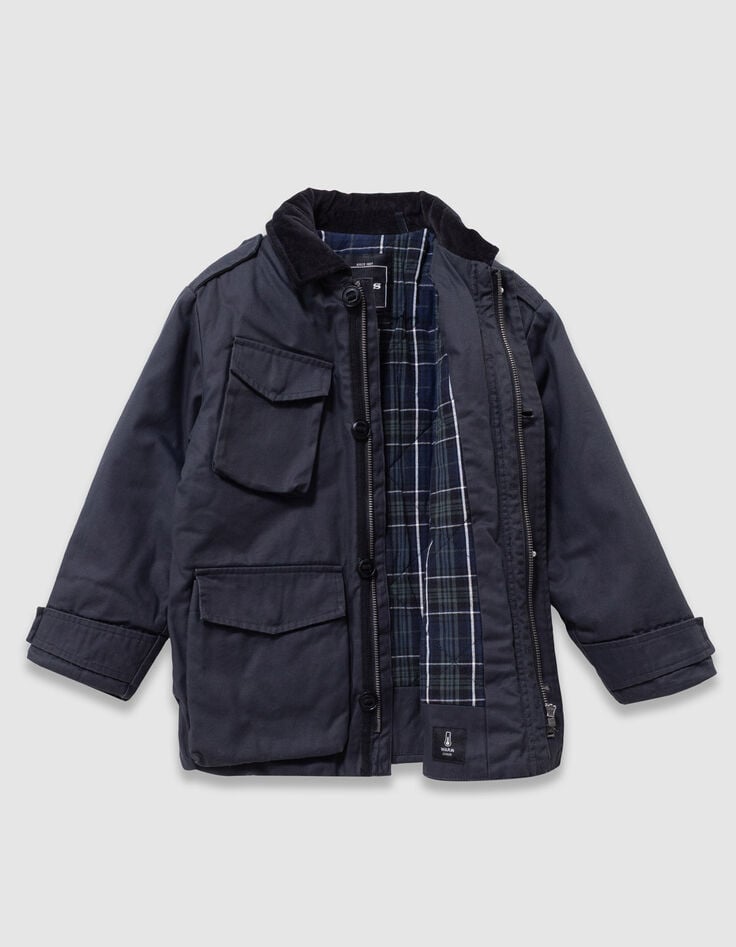 Schwarzer Jungenparka mit vielen Taschen und Velourskragen-8 Schwarzer Jungenparka mit vielen Taschen und Velourskragen-8