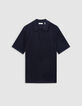 Polo noir en tricot flammé Homme-5