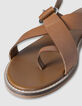 Women's camel leather sandals entredoigt plates-6