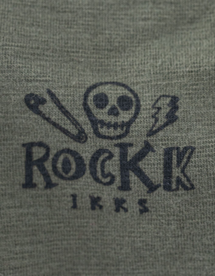 Hell khaki Babylätzchen aus Biobaumwolle mit Rocker-Print-3