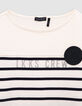 T-shirt in ecru met contrasterende mouwen voor jongens-2