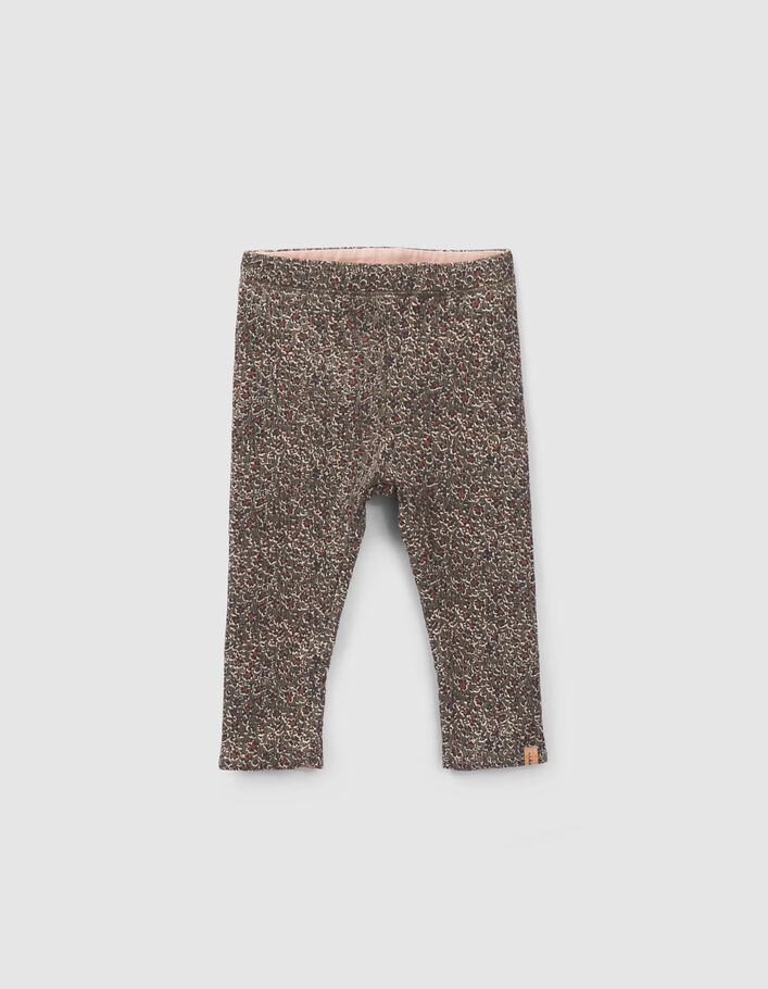 Babymädchen-Wende-Leggings, Khaki mit Print und Rosa-2