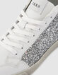Dames sneakers met hoge top in wit leer en lovertjes-5