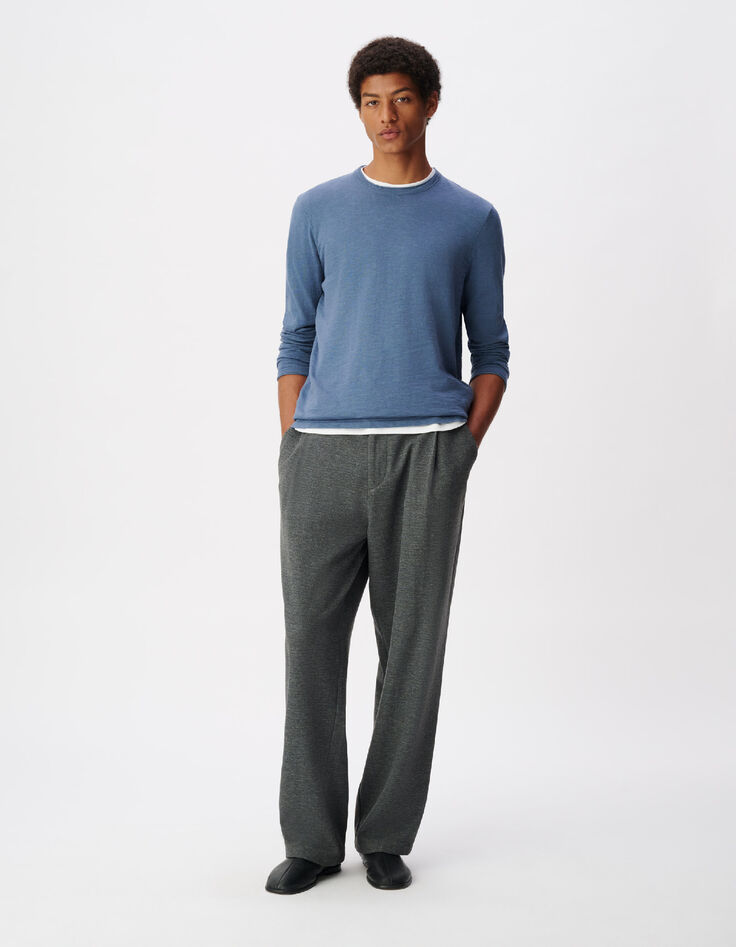 Jersey de punto con efecto slub azul para hombre-2