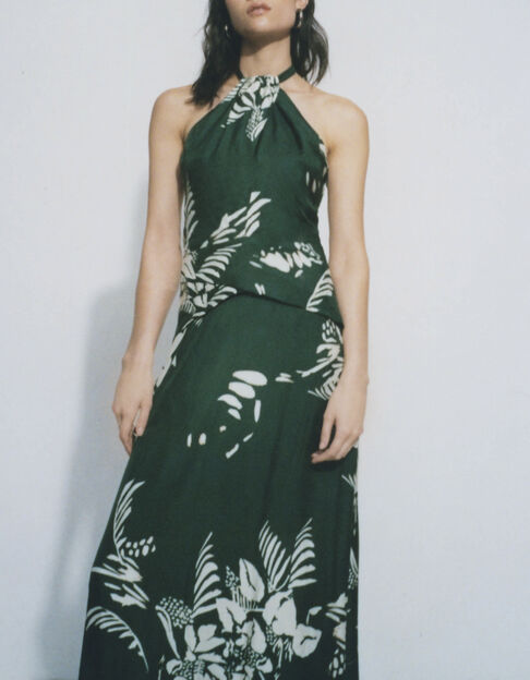 Pure Edition grünes Damenkleid mit freiem Rücken