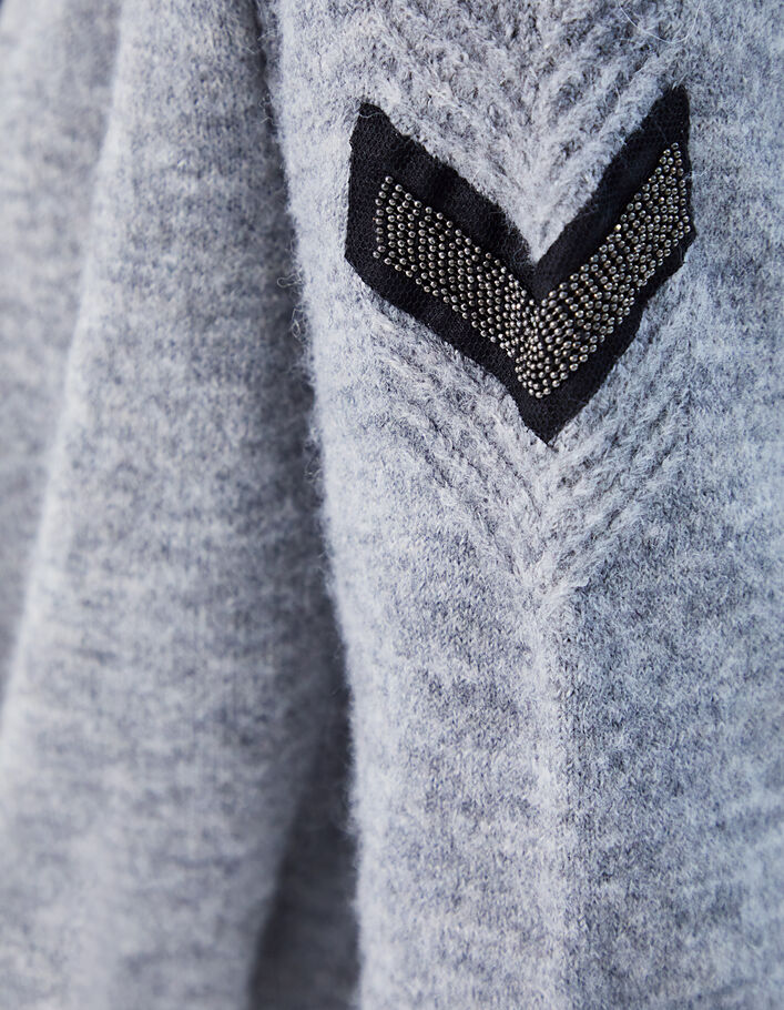 Women’s grey beaded knit mid-length cardigan - IKKS