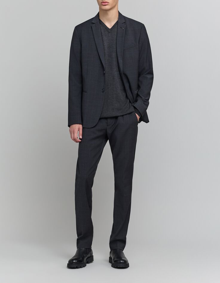 Jersey de punto con cuello en V antracita para hombre-2