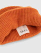 Conjunto gorro y bufanda naranja punto mujer-3