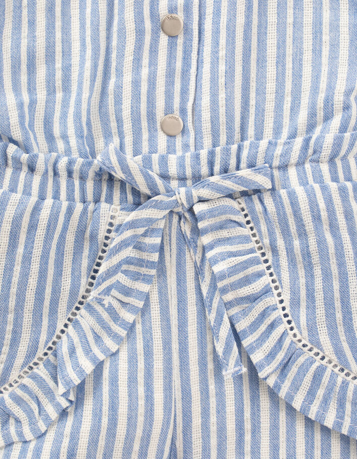 Baby girls' blue and white striped playsuit - IKKS