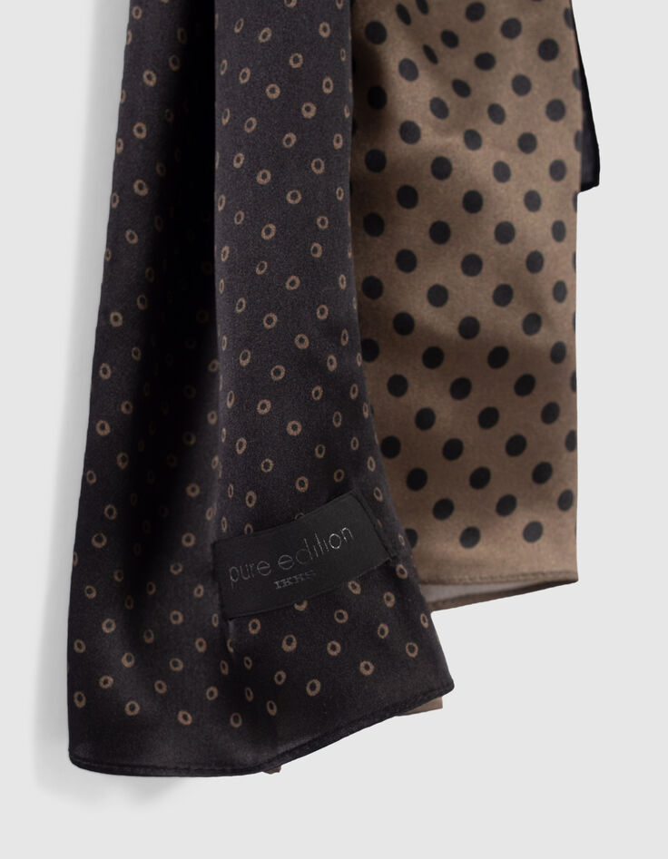 Men&rsquo;s black Pure Edition double polka dot silk scarf-5
