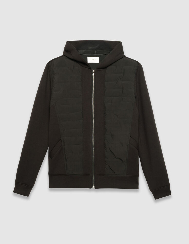 Men's black mixed-fabric light padded jacket-7
