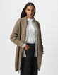 Chaqueta con cinturón militar caqui de punto lúrex para mujer-2