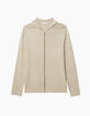 Cárdigan beige cremallera y capucha Hombre-7