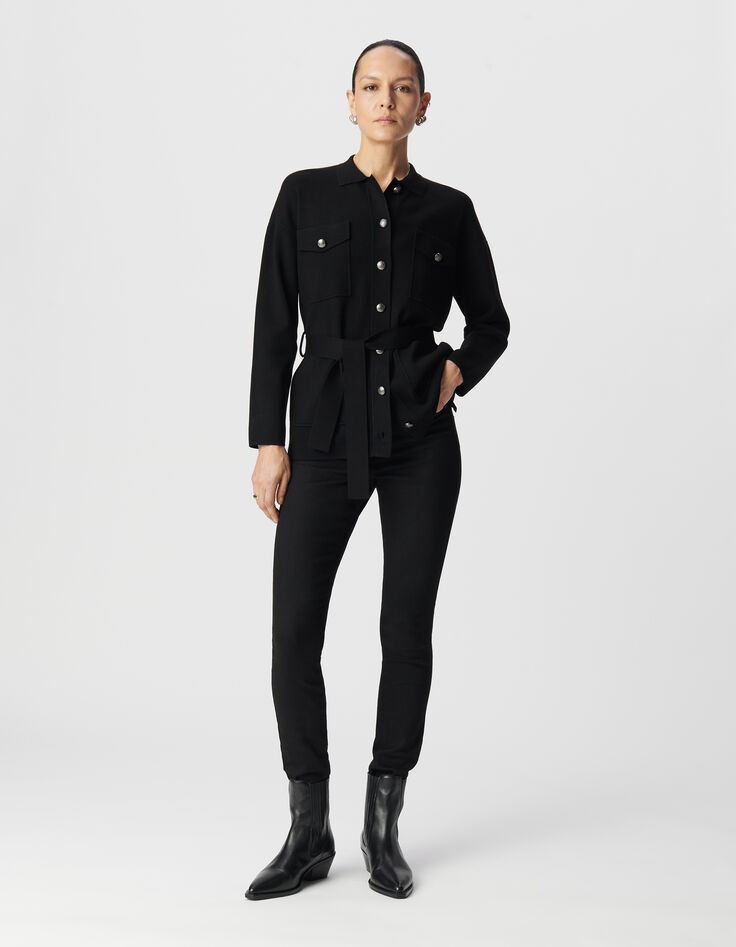 Saharienne noire tricot 4 poches Femme-1