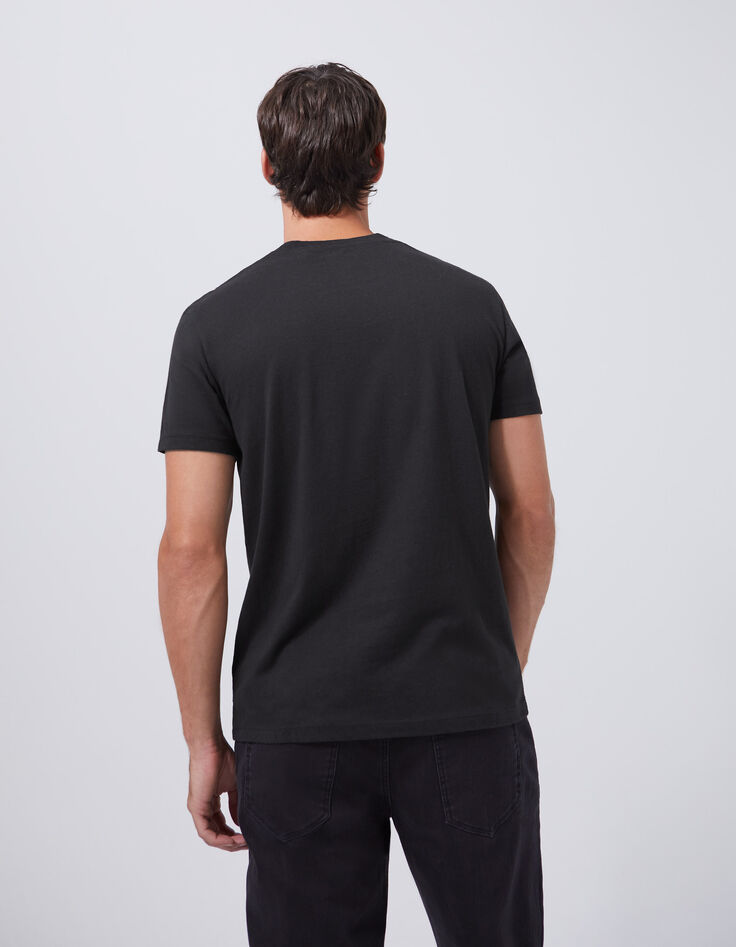 Schwarzes Herren-T-Shirt mit Freiheitsstatuen-Stickerei-3