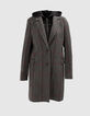Zwarte jas loose pied-de-coq-motief Dames-8