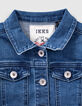 Veste en jean bio stone blue brodée dos fille -3