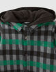 Camisa gris de bebé niño con estampado de cuadros verdes-2