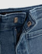Girls' blue waterless flared jeans with patch pockets-4