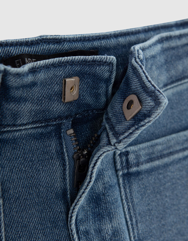 Girls' blue waterless flared jeans with patch pockets-4