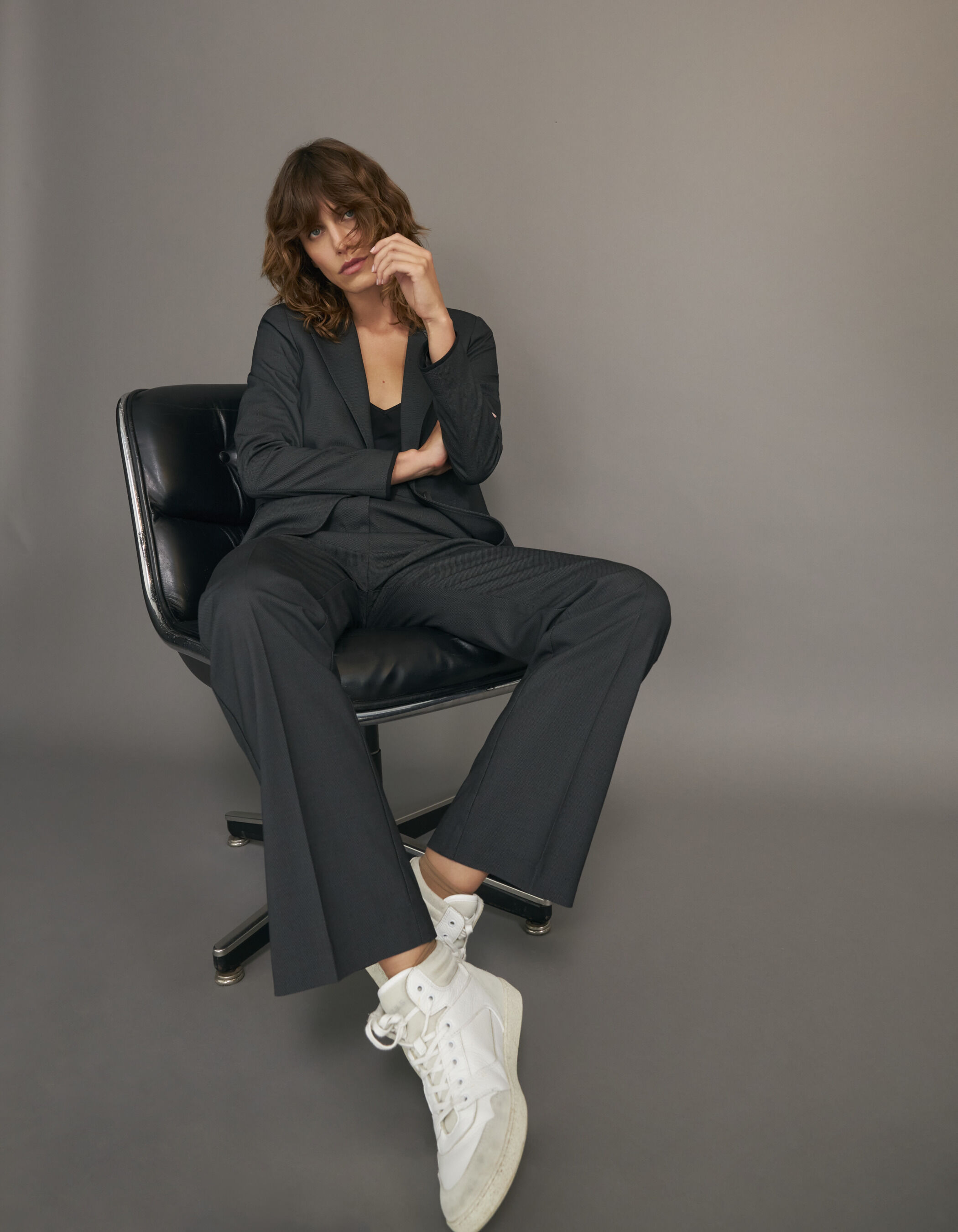 Pantalon traje negro best sale mujer