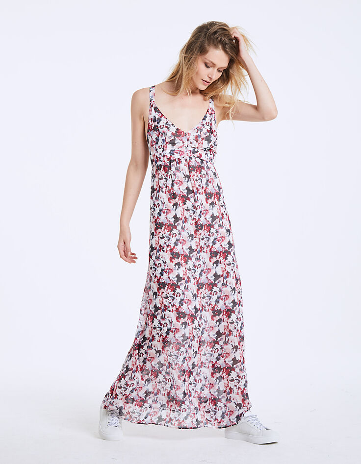 Vestido largo crep&eacute; de viscosa estampado acuarela-3