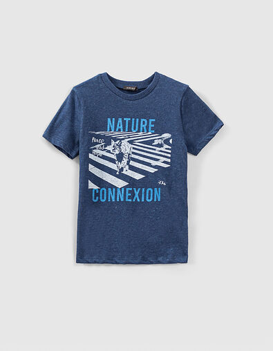 T-shirt indigo à visuel lynx en ville garçon  - IKKS
