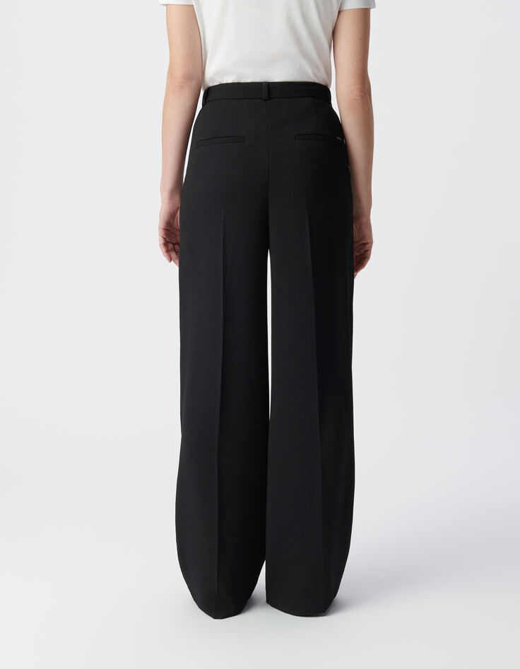 Weite Damenhose mit hoher Taille in Schwarz-4
