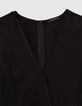 Combinaison longue en viscose noire manches kimono femme-3