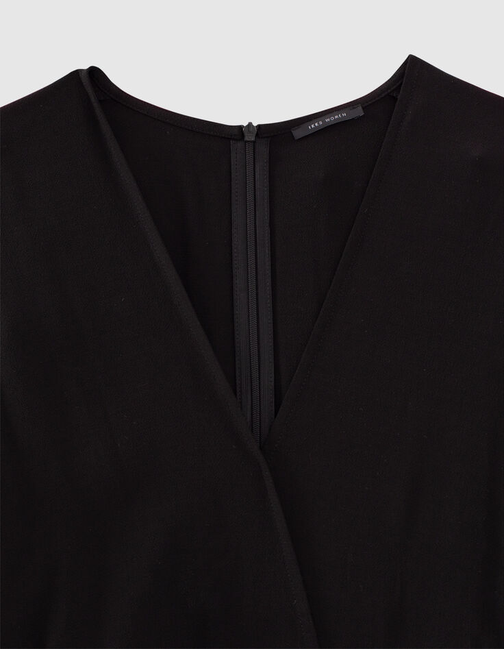 Combinaison longue en viscose noire manches kimono femme-3