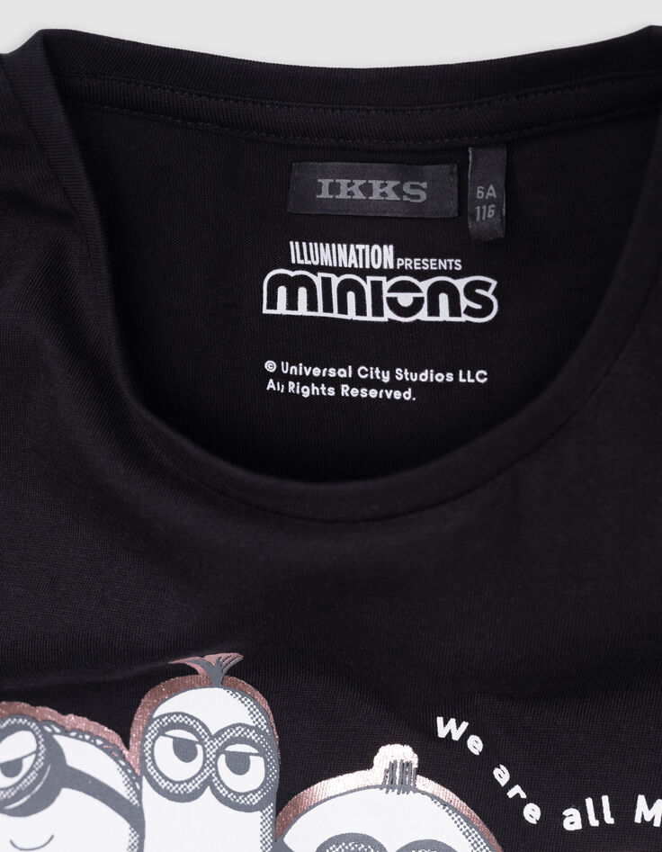 T-shirt noir coton bio visuel print foil MINIONS fille-5 T-shirt noir coton bio visuel print foil MINIONS fille-5