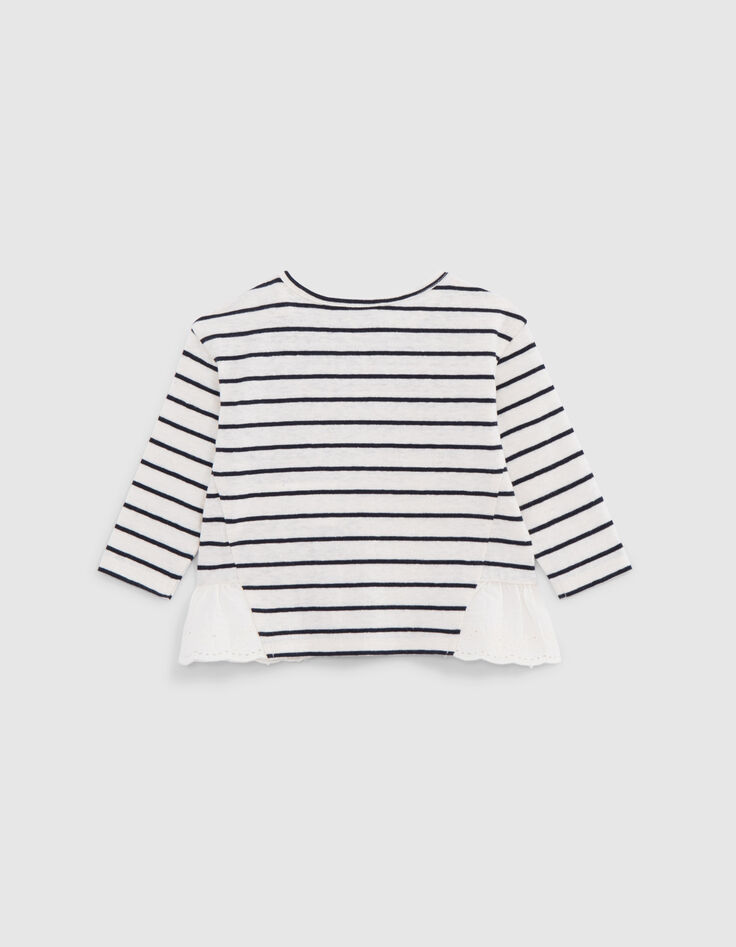 T-shirt marinière broderie oiseau bébé fille-3
