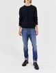 Men’s navy organic waffle sailor-style sweatshirt-7