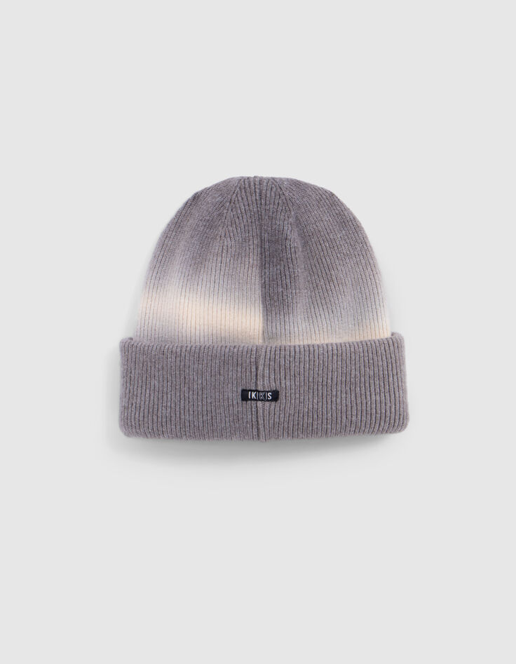 Boy's grey tie and dye knit hat with mask cut-out-2 Boy's grey tie and dye knit hat with mask cut-out-2