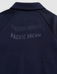 Navy two-material zipped cardigan message back for boy-8