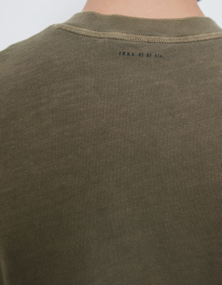 Men’s light khaki button-neck T-shirt - IKKS