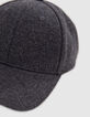 Anthracite wool cap with embroidered logo for men-4