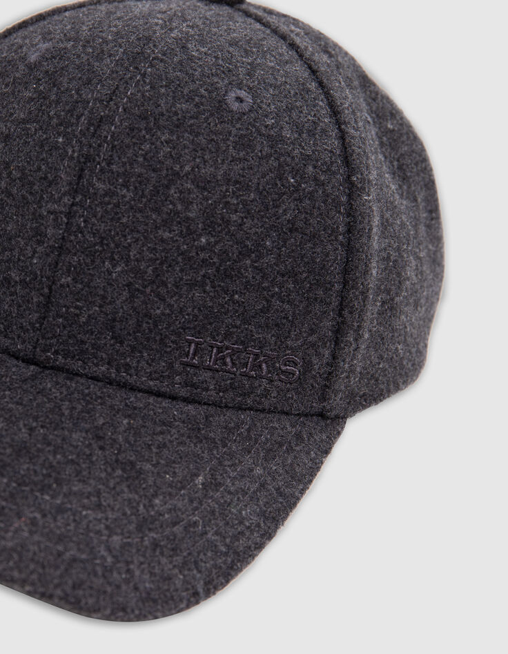 Anthracite wool cap with embroidered logo for men-4