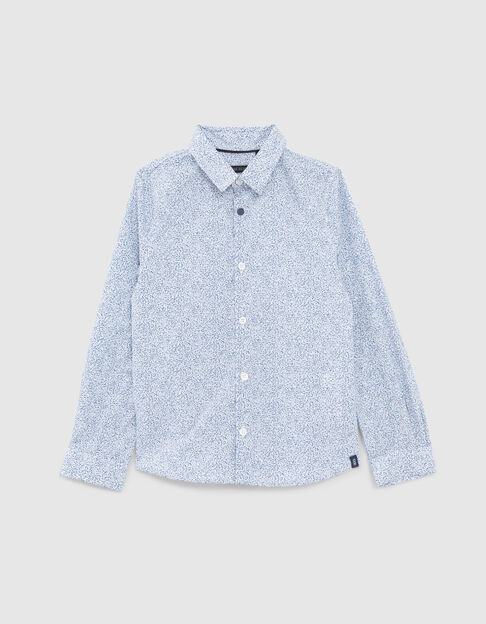 Blauw overhemd minimalistische bladprint jongens - IKKS