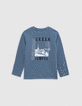 Boy's blue organic cotton t-shirt with phosphorescent back-1