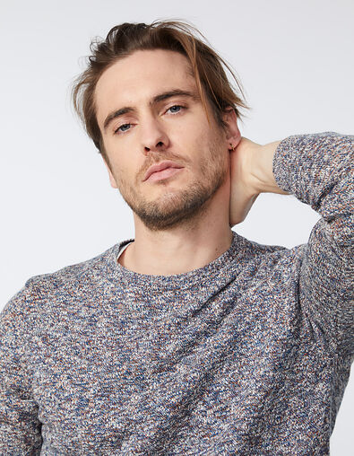 Pull indigo tricot moulin&eacute; Homme - IKKS